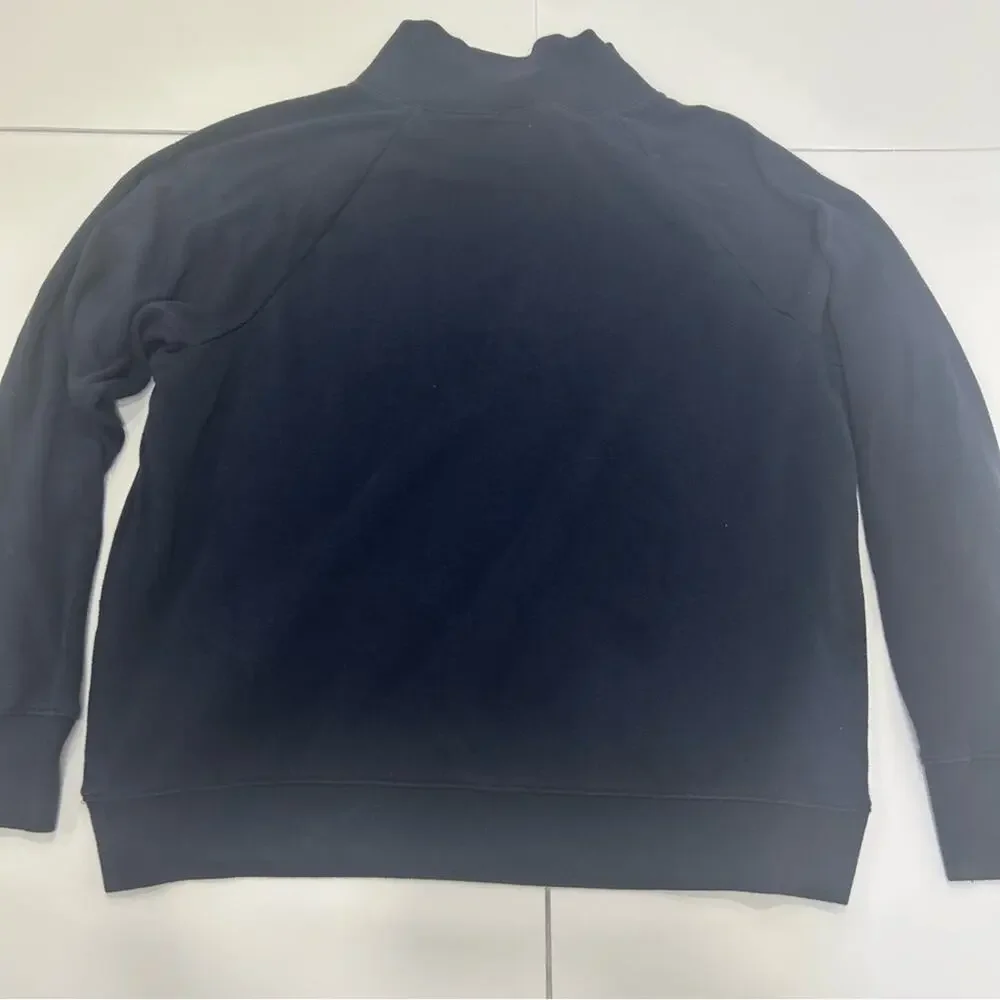 J. Crew Navy Blue Button Collar Women's Pullover Sweatshirt.